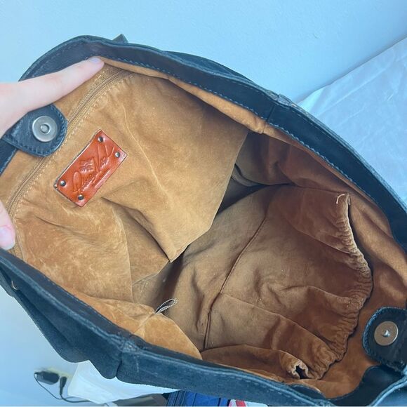 PATRICIA NASH Black Suede Benvenuto Cava XL Tote Shoulder Bag Rivets Travel - Picture 9 of 11